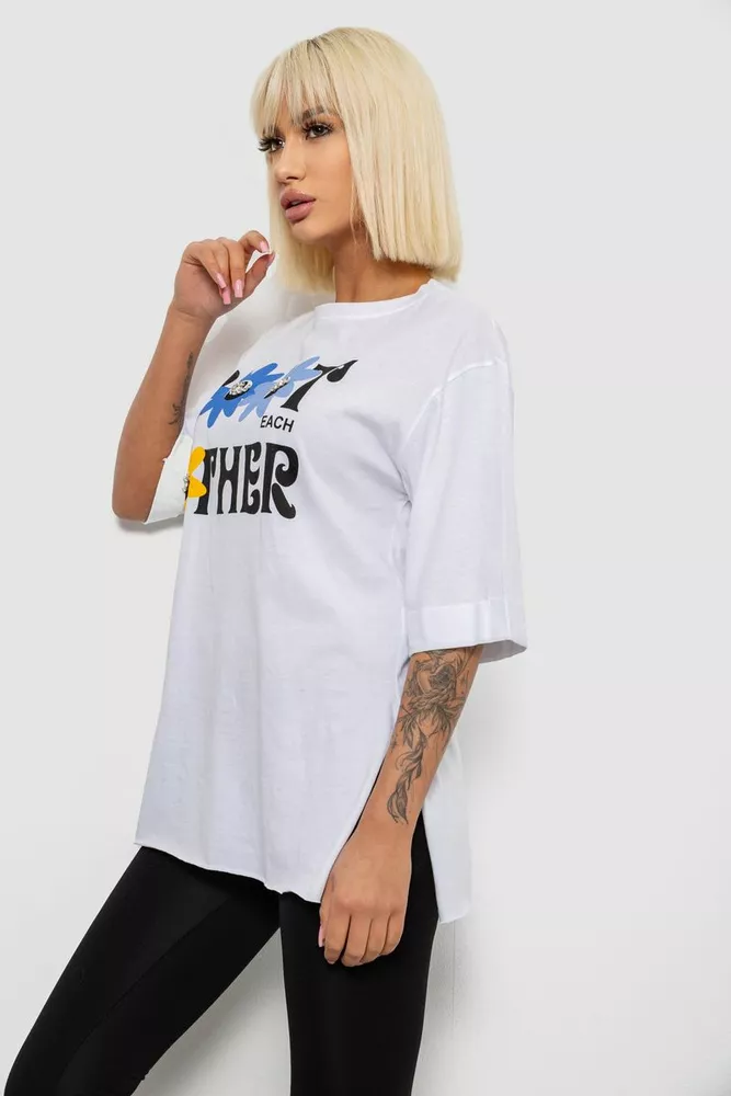 Купить Футболка женская с принтом, цвет белый, 244R2803 - Фото №3