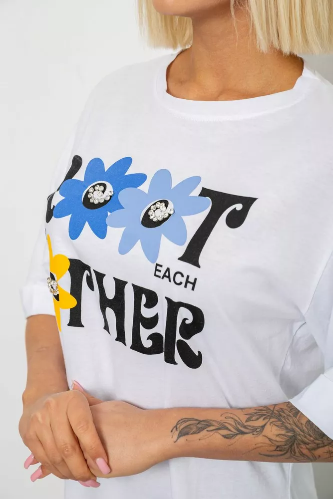 Купить Футболка женская с принтом, цвет белый, 244R2803 - Фото №5