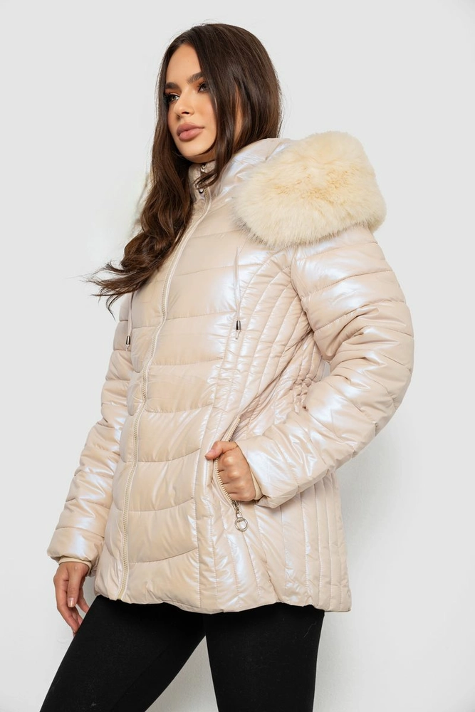 Купить Куртка женская зимняя короткая, цвет бежевый, 244R23-711 - Фото №4