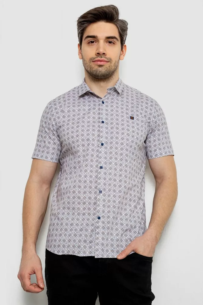 Купити Сорочка чоловіча з коротким рукавом, колір бежевий, 214R6917-15 - Фото №1