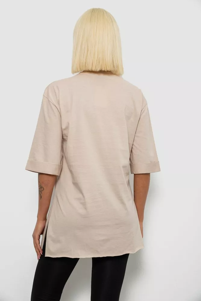Купити Футболка жіноча з принтом, колір бежевий, 244R2803 - Фото №4