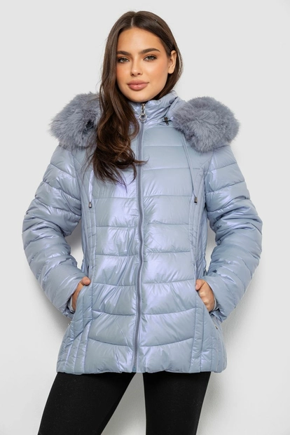 Куртка женская зимняя короткая, цвет голубой, 244R23-711