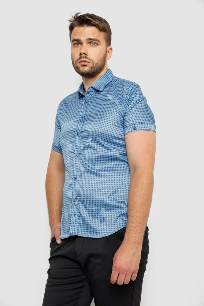 Купити Сорочка чоловіча з принтом, колір блакитний, 214R6917-5 - Фото №3