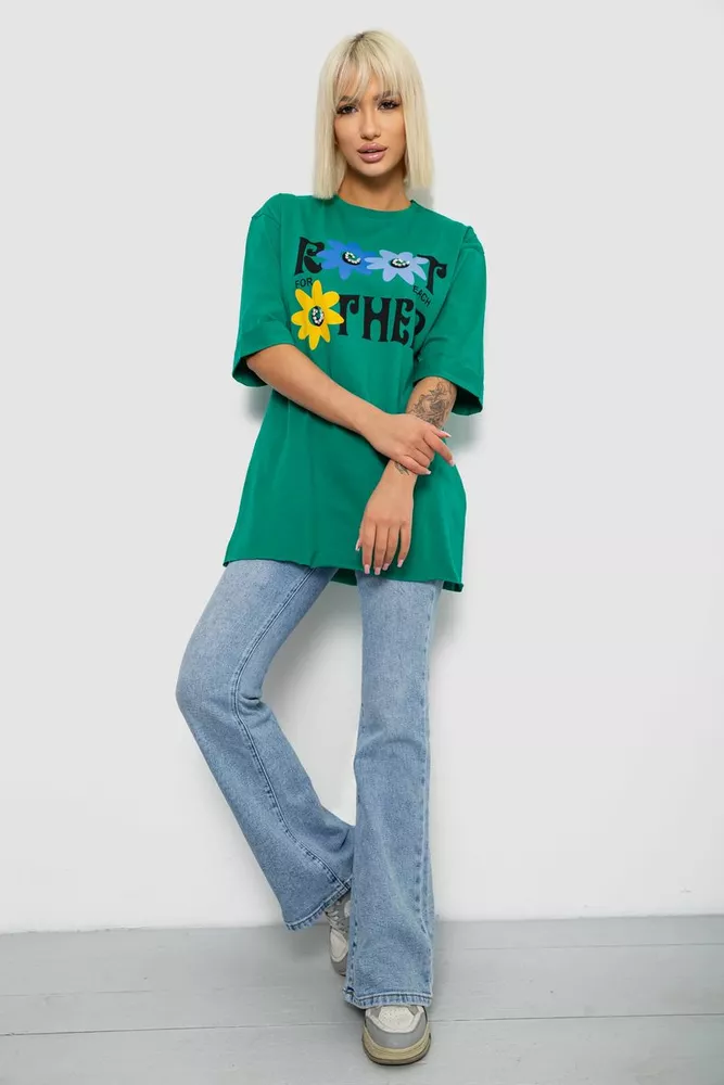 Купить Футболка женская с принтом, цвет зеленый, 244R2803 - Фото №2