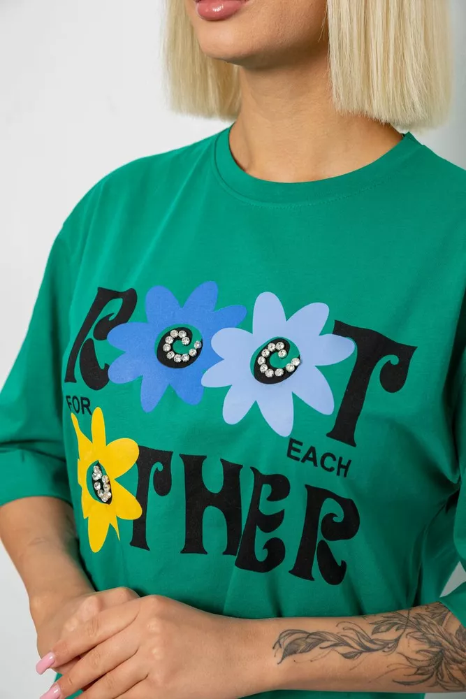 Купить Футболка женская с принтом, цвет зеленый, 244R2803 - Фото №5