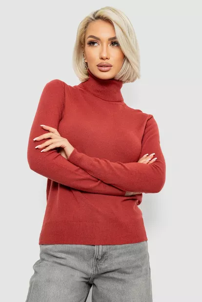 Гольф жіночий однотонний, колір темно-кораловий, 204R921