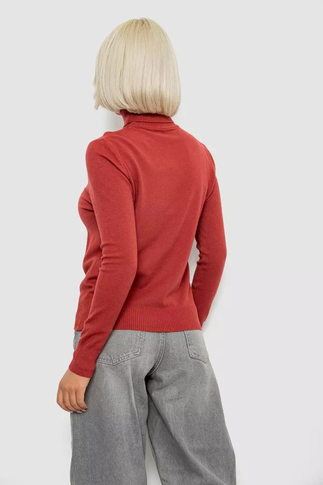 Купити Гольф жіночий однотонний, колір темно-кораловий, 204R921 - Фото №4