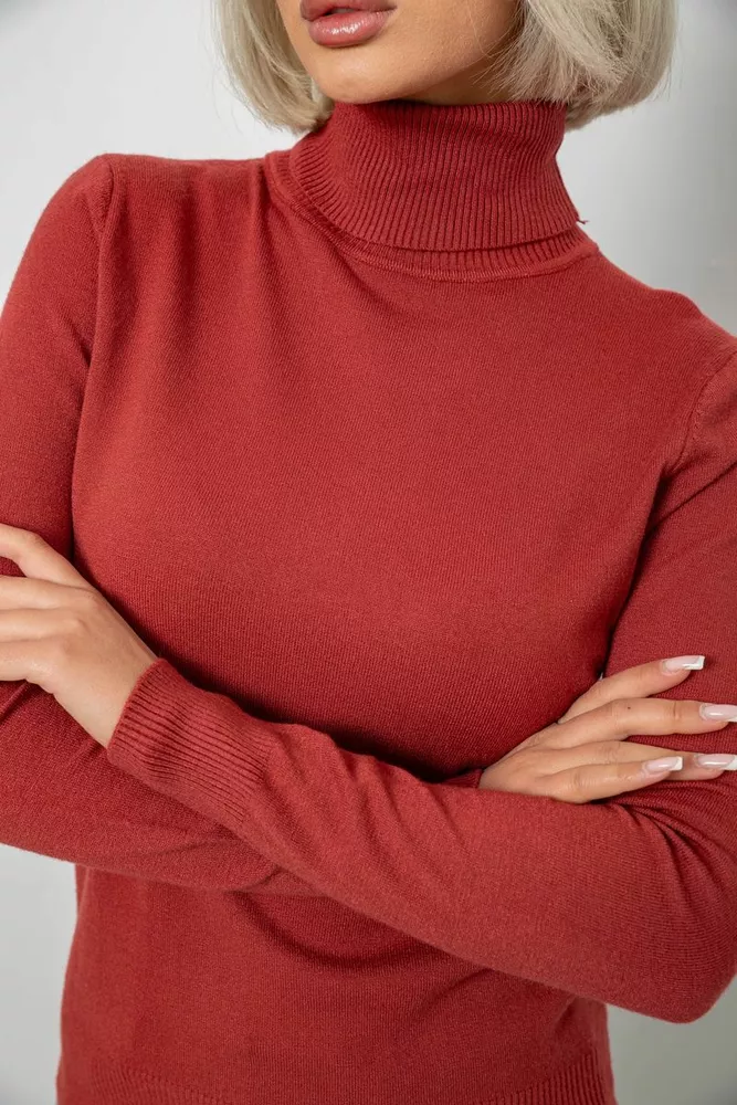 Купити Гольф жіночий однотонний, колір темно-кораловий, 204R921 - Фото №5