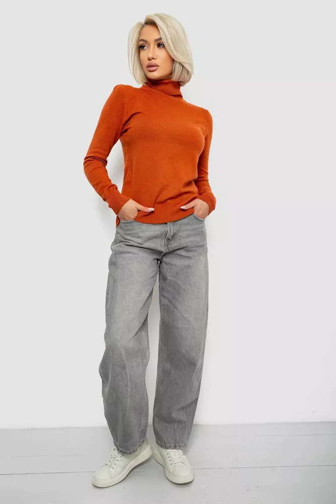 Купити Гольф жіночий однотонний, колір теракотовий, 204R921 - Фото №2