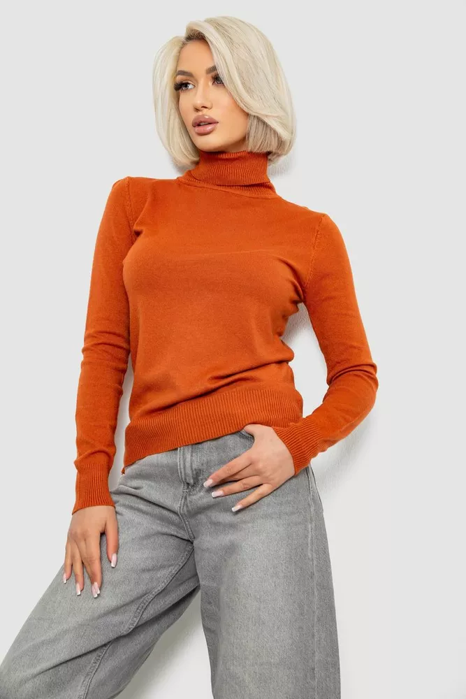 Купити Гольф жіночий однотонний, колір теракотовий, 204R921 - Фото №3