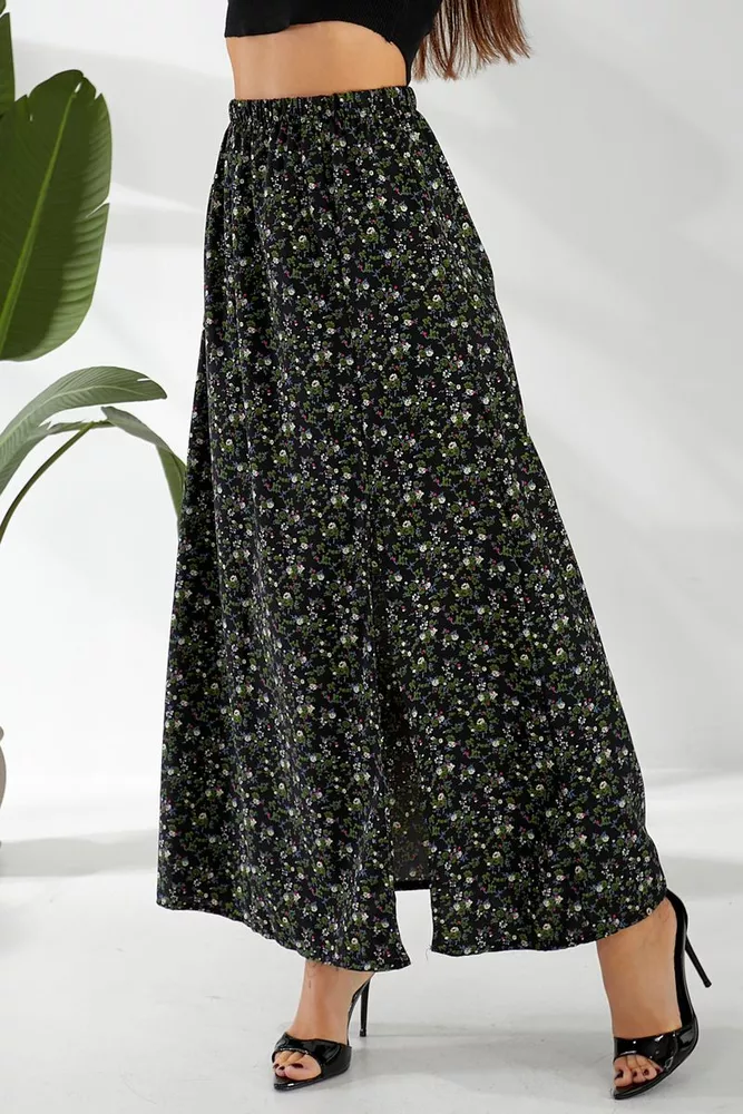 Купить Юбка софт с цветочным принтом, цвет черный, 257R11 - Фото №12