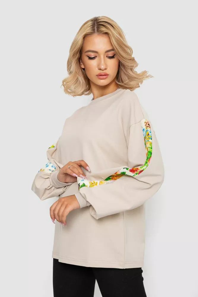Купити Світшот жіночий, колір світло-бежевий, 102R445-1 оптом - Фото №3