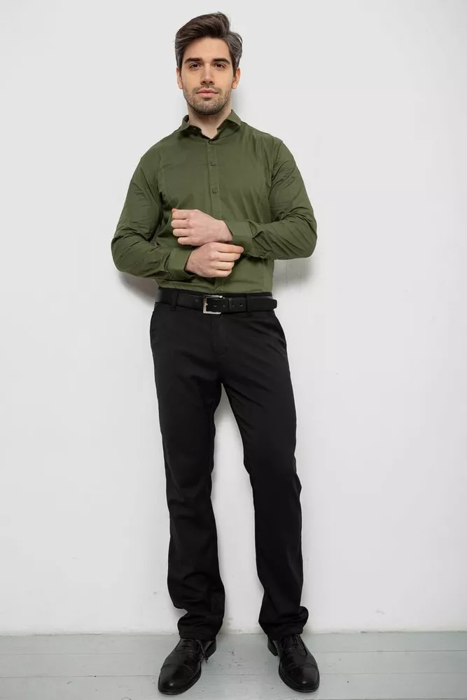 Купить Рубашка мужская однотонная, цвет хаки, 186R2013 - Фото №2