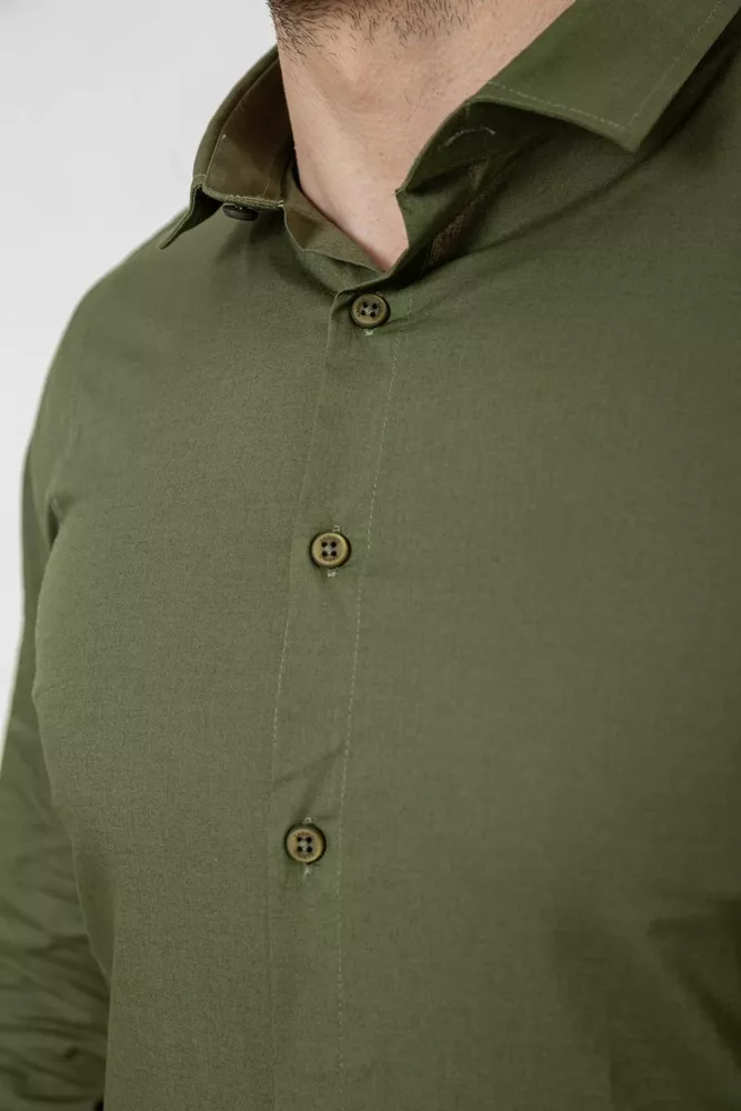 Купить Рубашка мужская однотонная, цвет хаки, 186R2013 - Фото №5