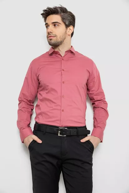 Рубашка мужская однотонная, цвет пудровый, 186R2013