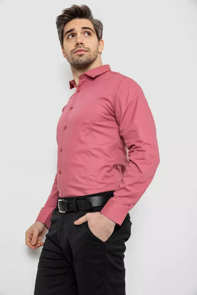 Купить Рубашка мужская однотонная, цвет пудровый, 186R2013 - Фото №3