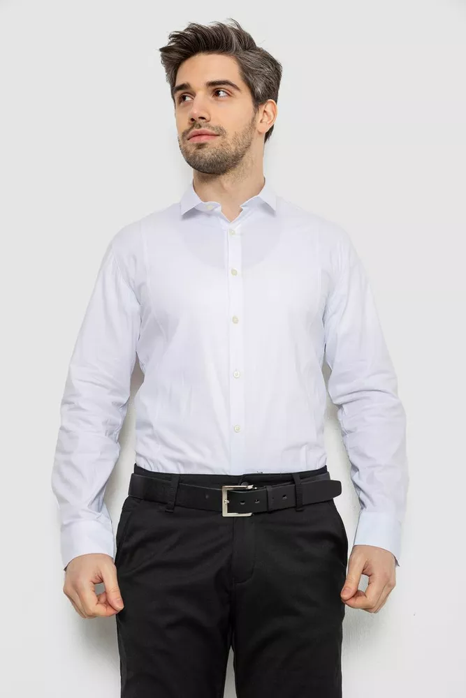 Купить Рубашка мужская однотонная, цвет белый, 186R2013 - Фото №1