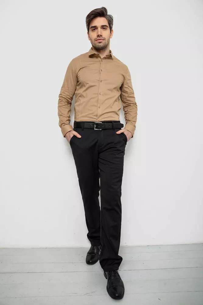 Купить Рубашка мужская однотонная, цвет бежевый, 186R2013 - Фото №2