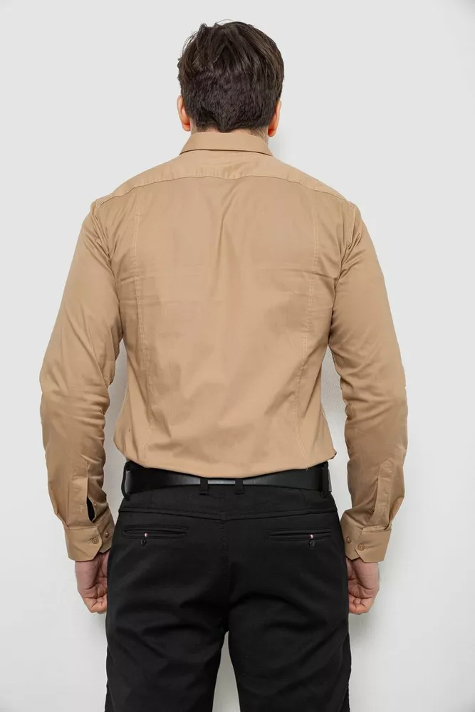 Купить Рубашка мужская однотонная, цвет бежевый, 186R2013 - Фото №4