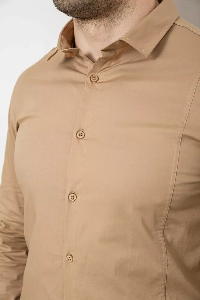 Купить Рубашка мужская однотонная, цвет бежевый, 186R2013 - Фото №5