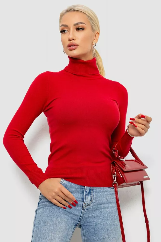Купить Гольф женский однотонный, цвет бордовый, 204R921 - Фото №1