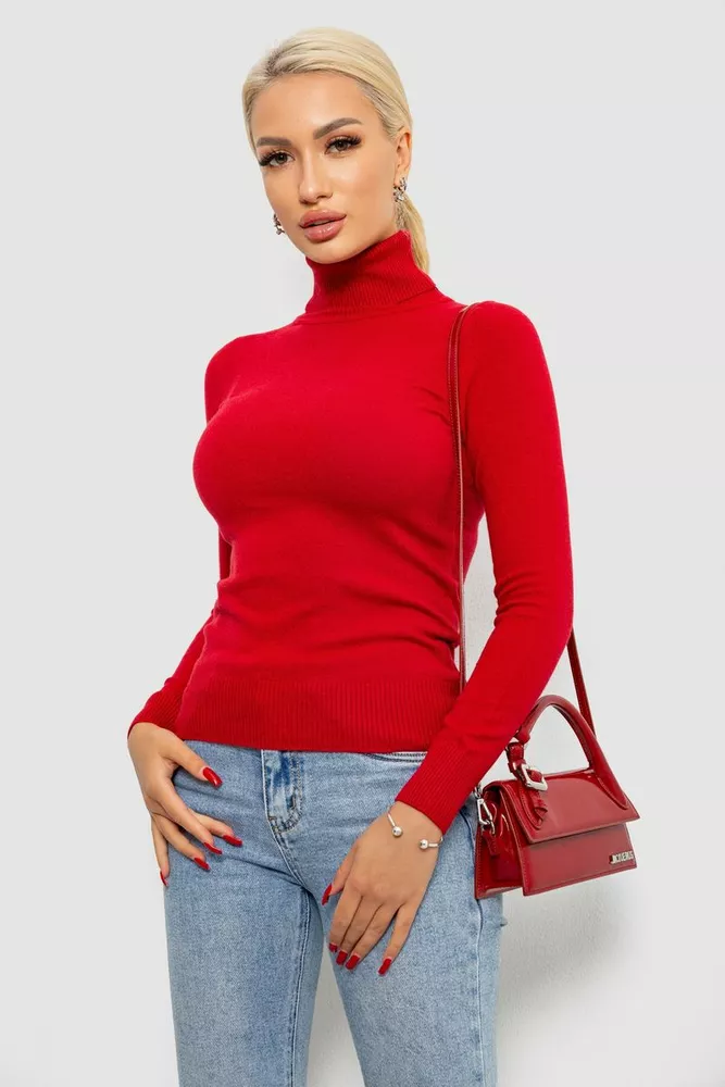 Купить Гольф женский однотонный, цвет бордовый, 204R921 - Фото №3