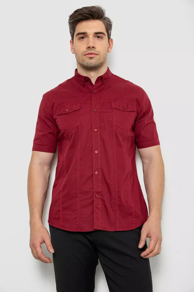 Купити Сорочка чоловіча однотонна, колір бордовий, 214R6917-7 - Фото №1