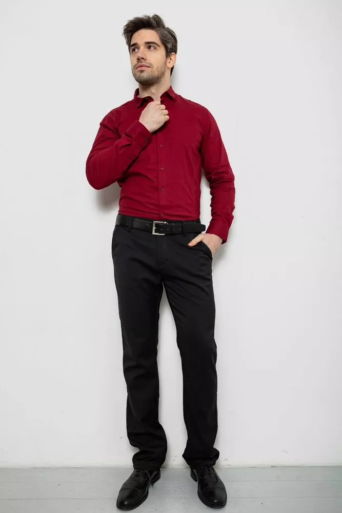 Купить Рубашка мужская однотонная, цвет бордовый, 186R2013 - Фото №2
