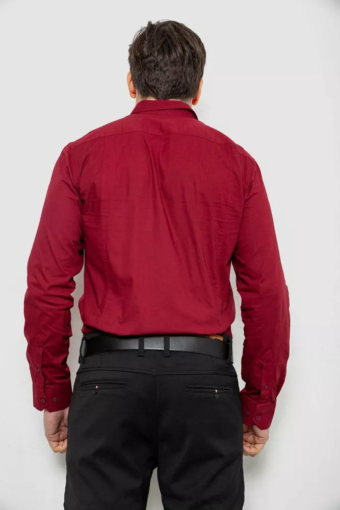 Купить Рубашка мужская однотонная, цвет бордовый, 186R2013 - Фото №4