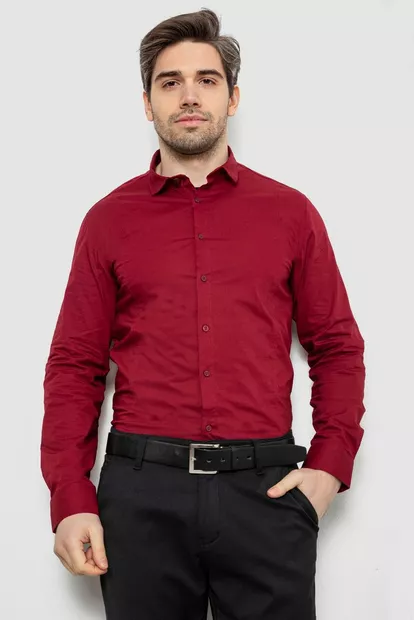 Сорочка чоловіча однотонна, колір бордовий, 186R2013