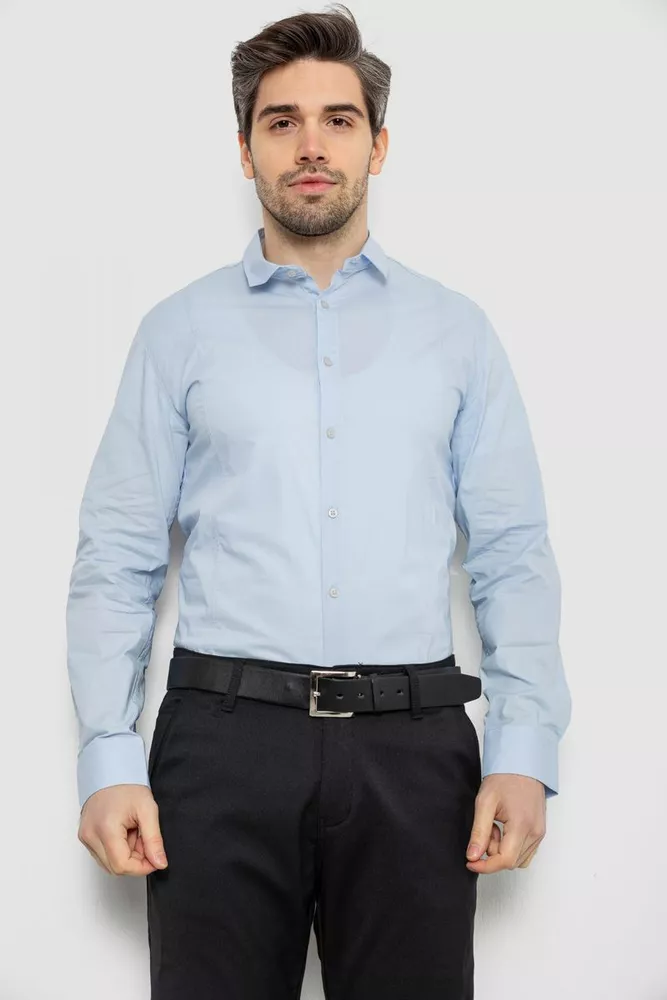 Купить Рубашка мужская однотонная, цвет голубой, 186R2013 - Фото №1
