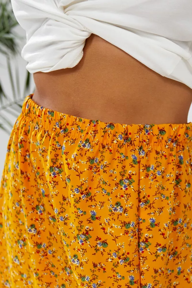Купити Спідниця софт із квітковим принтом, колір гірчичний, 257R11 - Фото №8