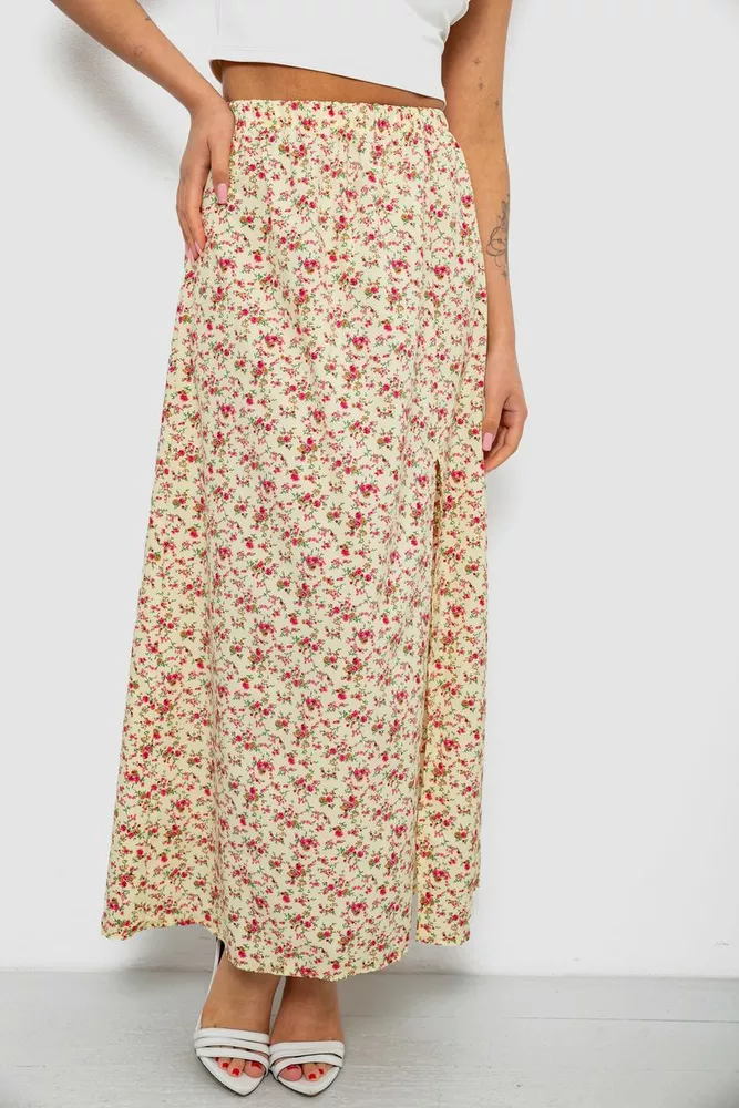 Купить Юбка софт с цветочным принтом, цвет желтый, 257R11 - Фото №2