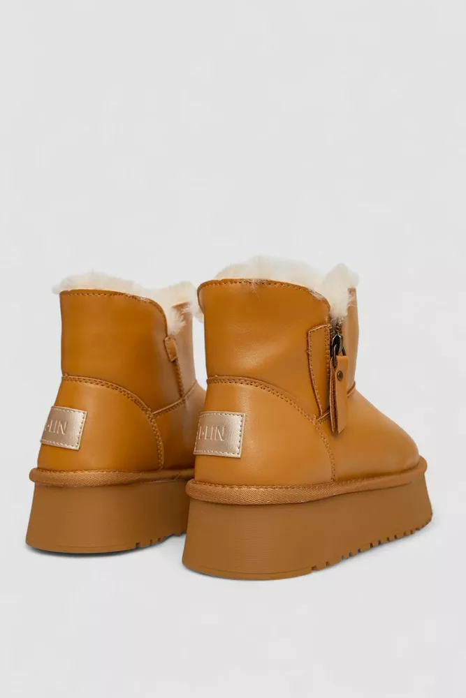 Купить Угги женские на меху  -уценка, цвет коричневый, 243RL951-U-8 - Фото №4