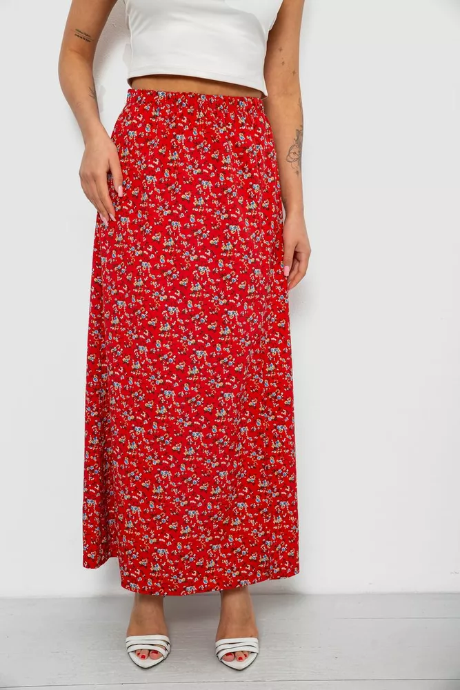 Купить Юбка софт с цветочным принтом, цвет красный, 257R11 - Фото №2
