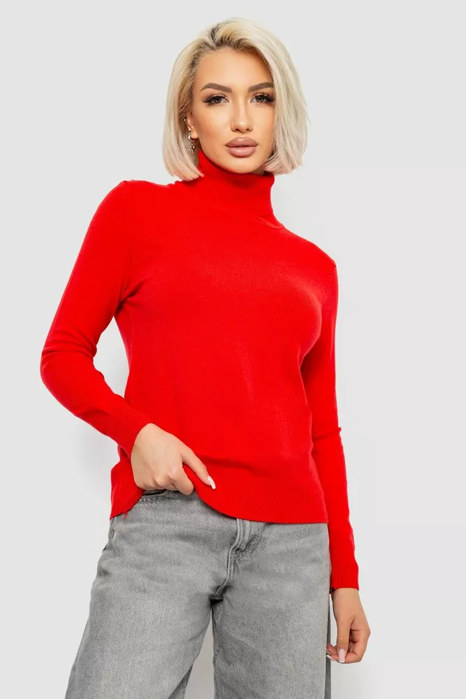 Купити Гольф жіночий однотонний, колір червоний, 204R921 - Фото №1