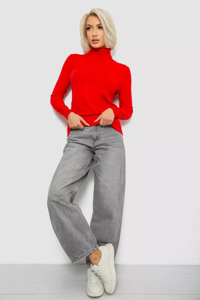 Купити Гольф жіночий однотонний, колір червоний, 204R921 - Фото №2