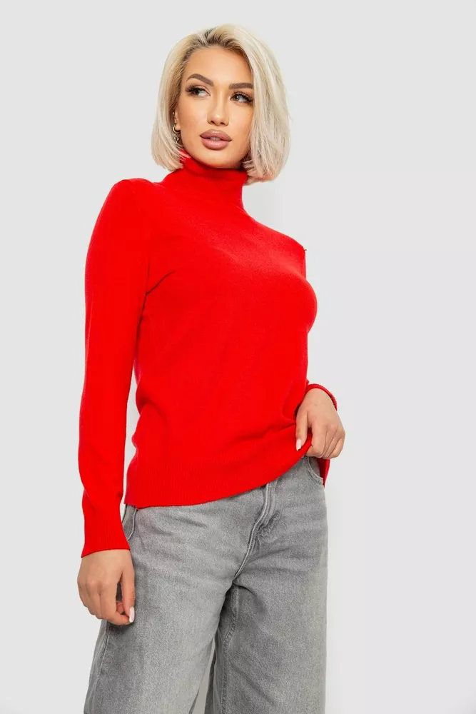 Купити Гольф жіночий однотонний, колір червоний, 204R921 - Фото №3