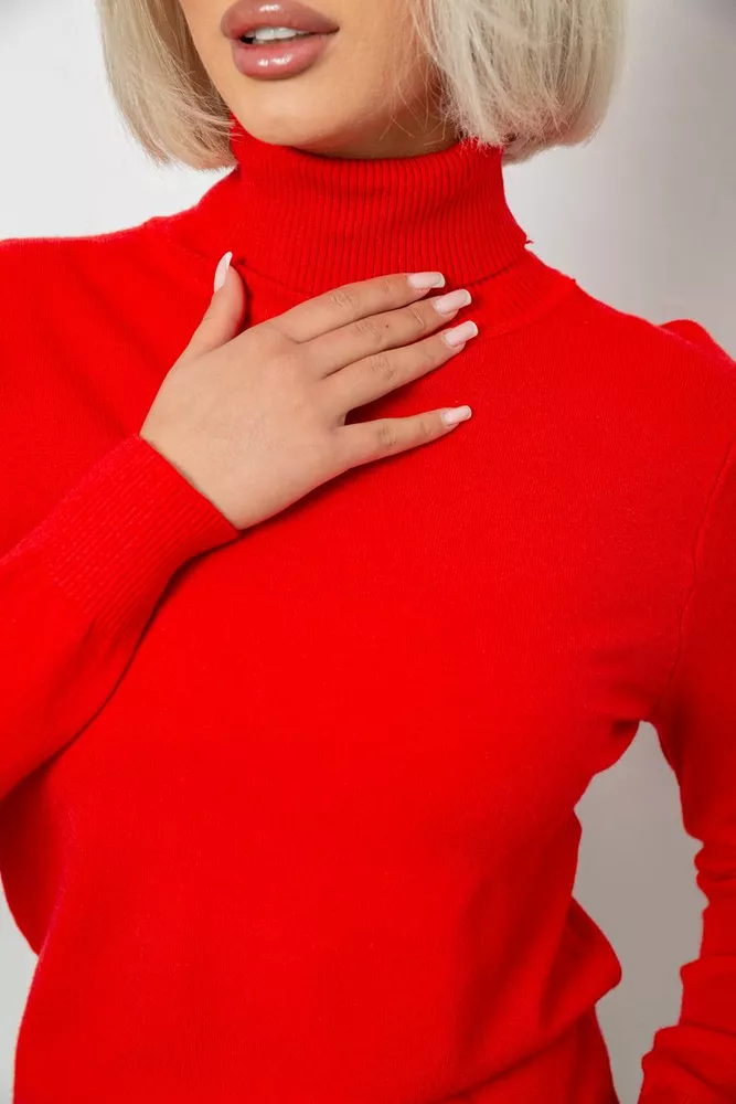 Купити Гольф жіночий однотонний, колір червоний, 204R921 - Фото №5