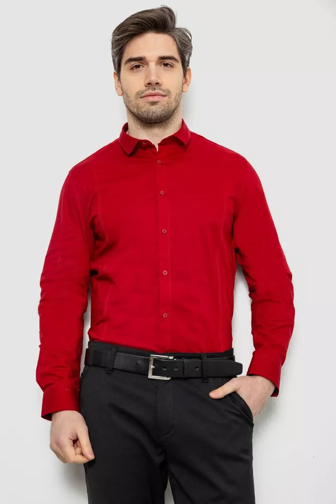 Купить Рубашка мужская однотонная, цвет красный, 186R2013 - Фото №1