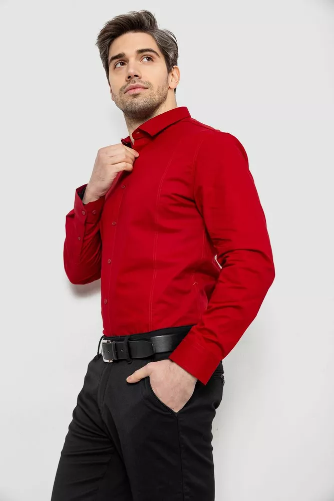 Купить Рубашка мужская однотонная, цвет красный, 186R2013 - Фото №3