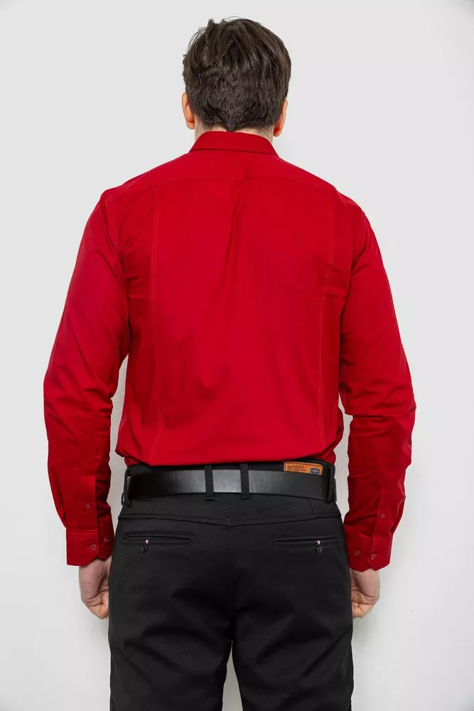 Купить Рубашка мужская однотонная, цвет красный, 186R2013 - Фото №4