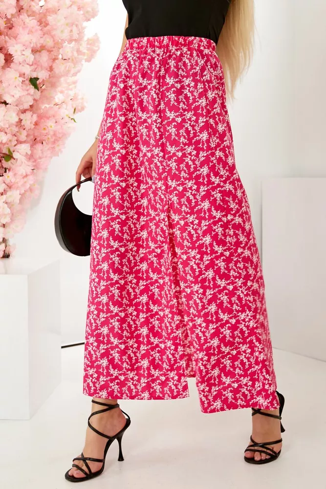 Купити Спідниця софт із квітковим принтом, колір рожевий, 257R11 оптом - Фото №4