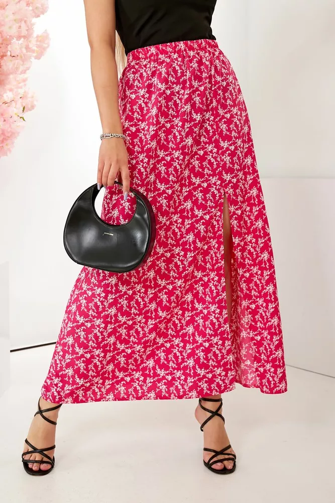 Купити Спідниця софт із квітковим принтом, колір рожевий, 257R11 оптом - Фото №5