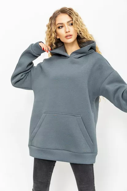 Худи женский на флисе, цвет серый, 102R314