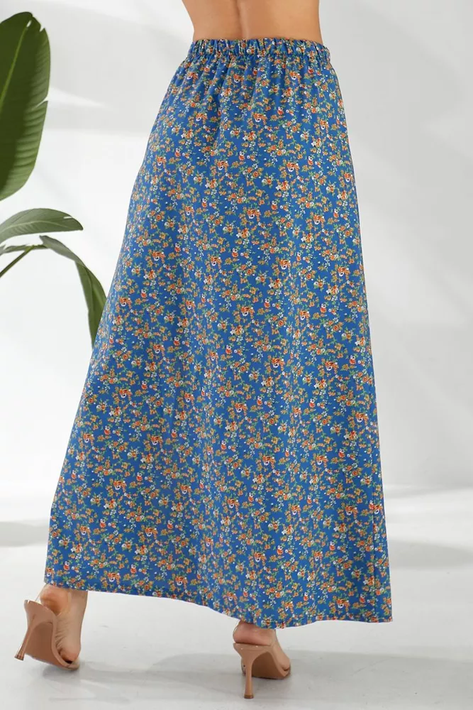 Купити Спідниця софт із квітковим принтом, колір синій, 257R11 - Фото №6