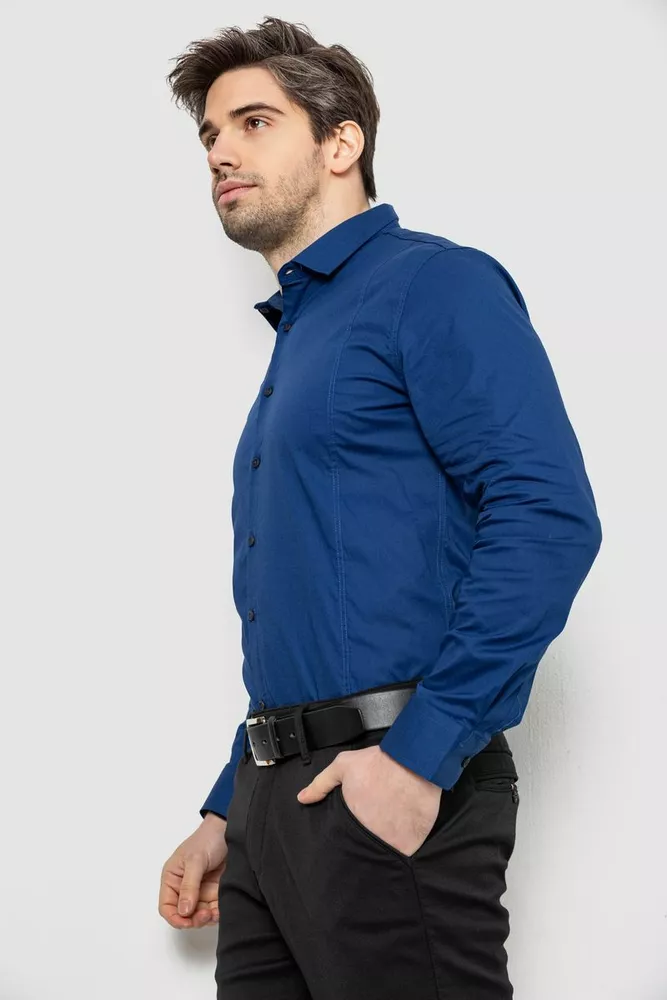 Купить Рубашка мужская однотонная, цвет синий, 186R2013 - Фото №3