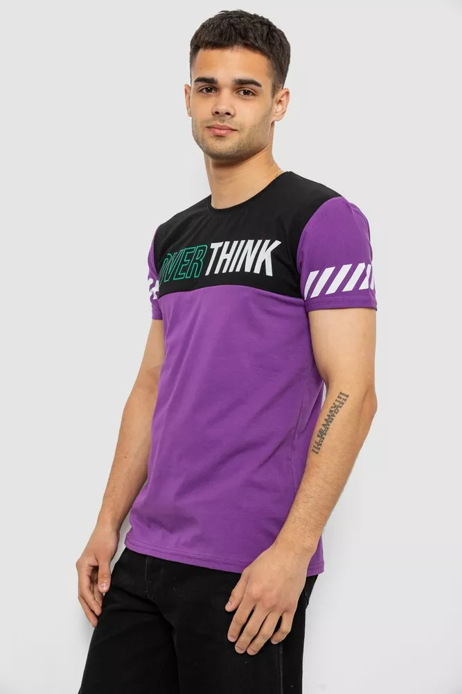 Купити Футболка чоловіча з принтом, колір фіолетовий, 244R1112 - Фото №3