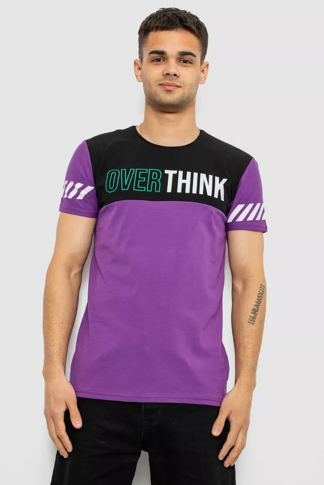 Купити Футболка чоловіча з принтом, колір фіолетовий, 244R1112 - Фото №1
