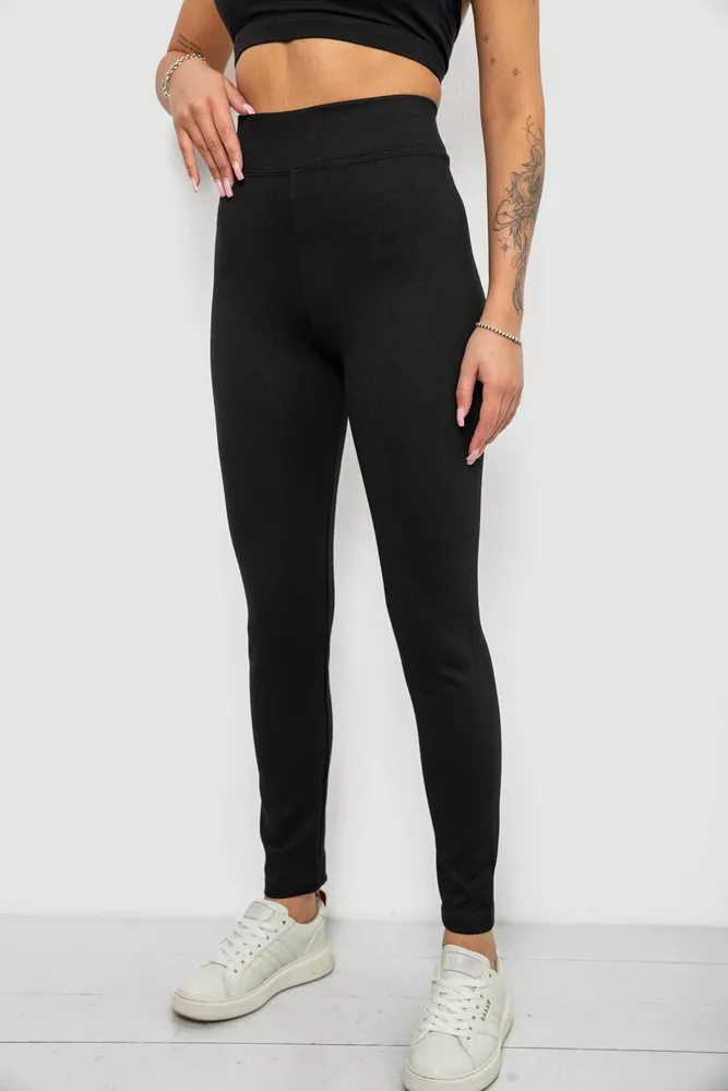 Купити Лосини жіночі однотонні, колір чорний, 214R336 оптом - Фото №3